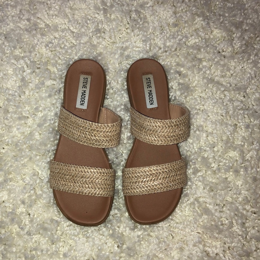 Steve Madden Dual Natural Raffia Slide Sandal